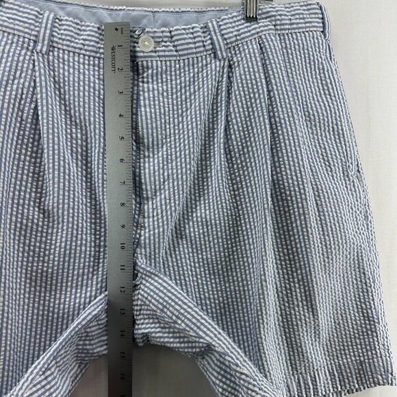 Brooks Brothers 346 Chino Shorts Mens W40 Seersucker Pleated Striped White Blue - Picture 6 of 9